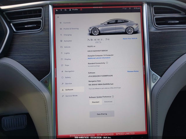 Aukcja sprzedaży 2015 Tesla Model S 60/70/85, vin: 5YJSA1H15FF085534, numer aukcji: 44687835