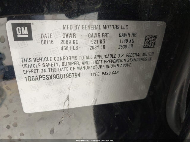 1G6AP5SX9G0195794 Cadillac Cts Standard