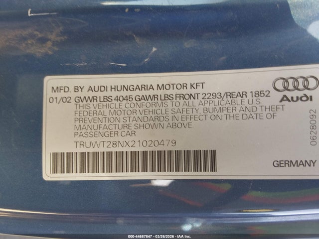 2002 AUDI TT TRUWT28NX21020479 Photo 8