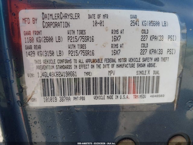 2002 JEEP LIBERTY 1J4GL48K82W190661 Photo 8