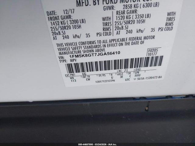1FM5K8GT7JGA56410 Ford EXPLORER SPORT
