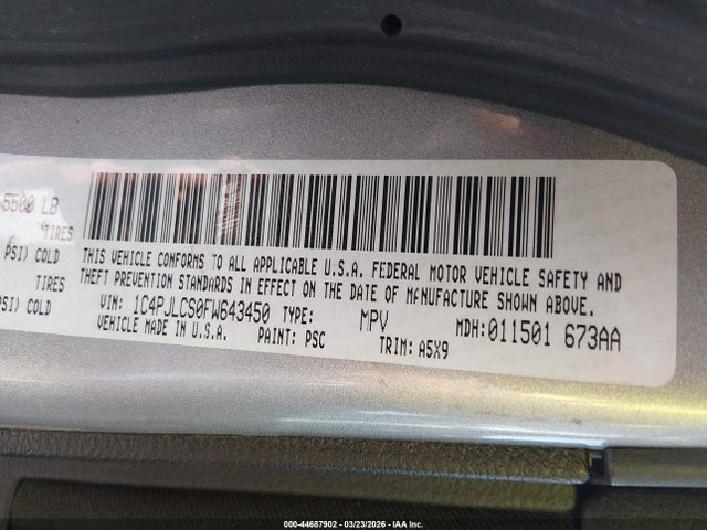 1C4PJLCS0FW643450 Jeep Cherokee Latitude