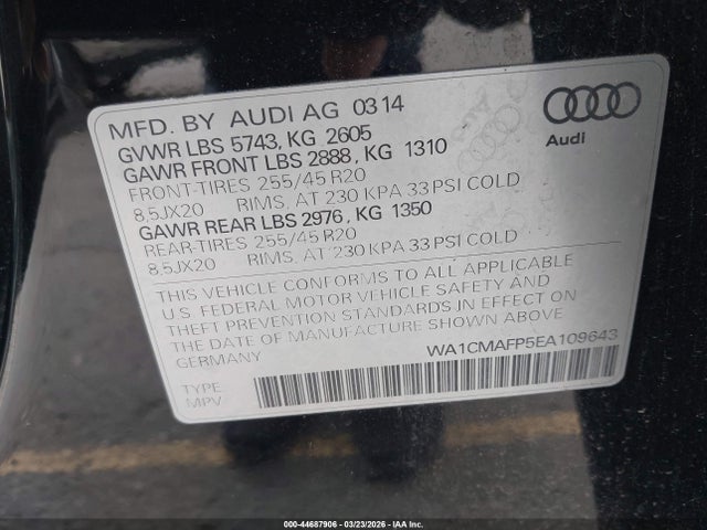 2014 AUDI Q5 WA1CMAFP5EA109643 Photo 8