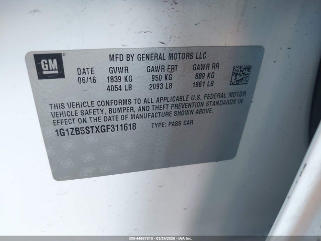 1G1ZB5STXGF311618 Chevrolet MALIBU LS