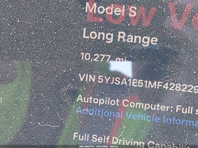 Продажа на аукционе авто 2021 Tesla Model S Long Range Dual Motor All-wheel Drive, vin: 5YJSA1E51MF428229, номер лота: 44687912
