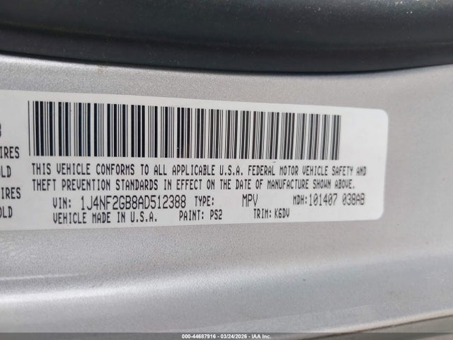 Продажа на аукционе авто 2010 Jeep Patriot Sport, vin: 1J4NF2GB8AD512388, номер лота: 44687916