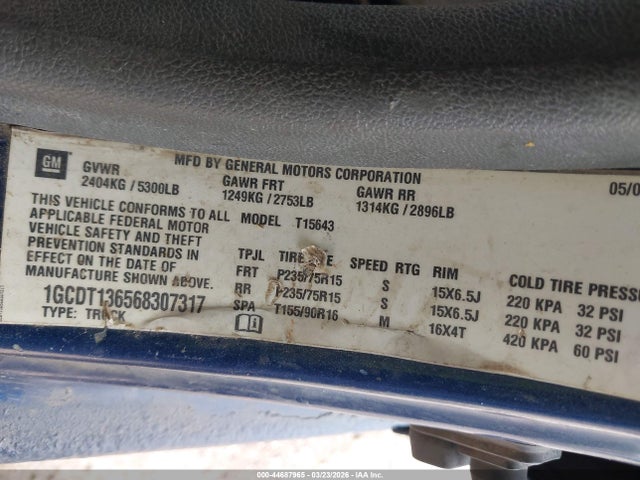 2006 CHEVROLET COLORADO 1GCDT136568307317 Photo 8