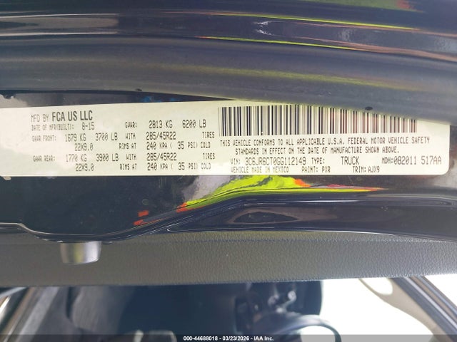 3C6JR6CT0GG112149 RAM 1500 Sport