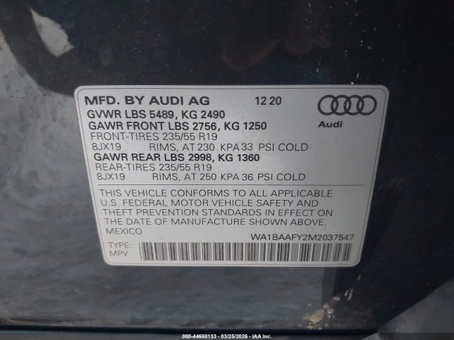 2021 AUDI Q5 WA1BAAFY2M2037547 Photo 8