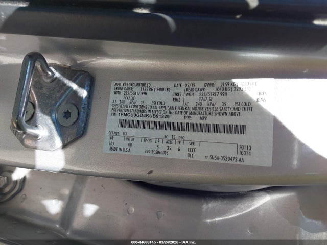 2019 FORD ESCAPE 1FMCU9GD4KUB91329 Photo 8