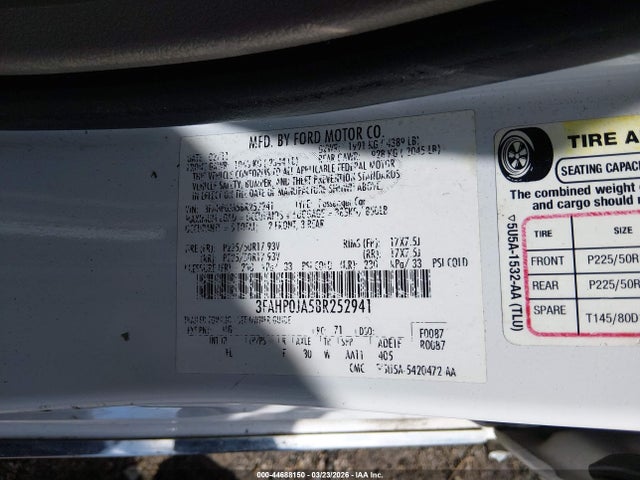 Aukcja sprzedaży 2011 Ford Fusion Sel, vin: 3FAHP0JA5BR252941, numer aukcji: 44688150