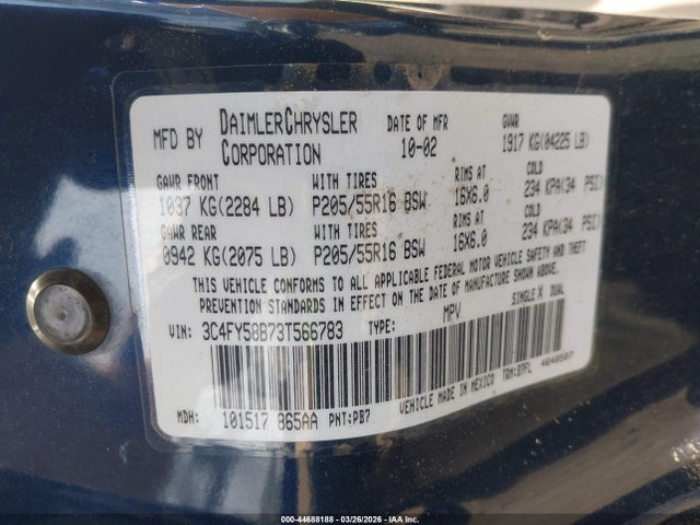 2003 CHRYSLER PT CRUISER 3C4FY58B73T566783 Photo 8