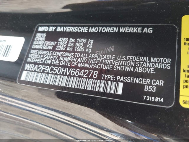 Продаж на аукціоні авто 2017 Bmw 230i, vin: WBA2F9C50HV664278, номер лоту: 44688217