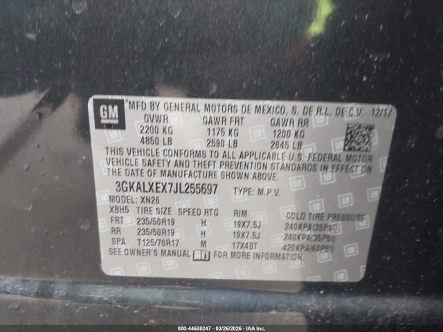 44688247 :رقم المزاد ، 3GKALXEX7JL255697 vin ، 2018 Gmc Terrain Denali مزاد بيع