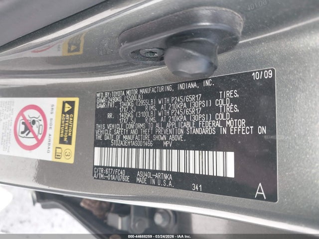 2010 TOYOTA HIGHLANDER 5TDZA3EH1AS001466 Photo 8