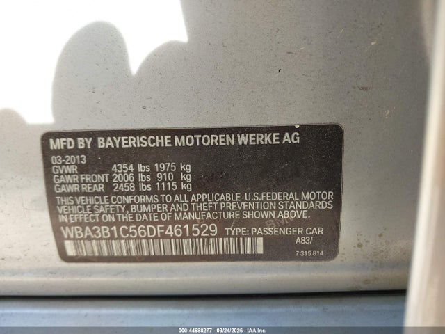2013 BMW 320I WBA3B1C56DF461529 Photo 8