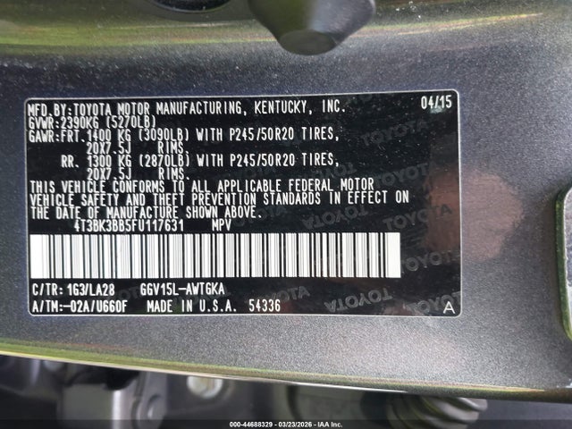 2015 TOYOTA VENZA 4T3BK3BB5FU117631 Photo 8