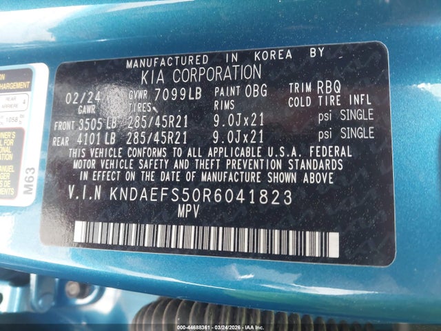 KNDAEFS50R6041823 KIA Ev9 Gt-line