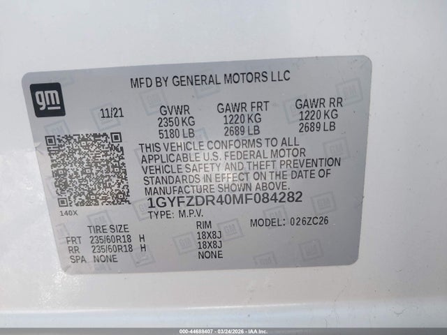 44688407 :رقم المزاد ، 1GYFZDR40MF084282 vin ، 2021 Cadillac Xt4 Awd Premium Luxury مزاد بيع