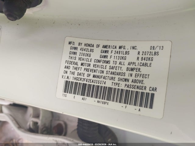 Honda Accord Ex-l V-6 2014 1HGCR3F82EA005074 Image 9