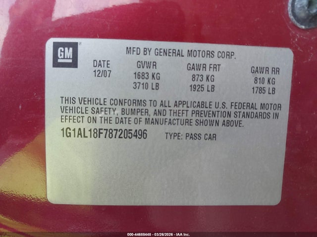2008 CHEVROLET COBALT 1G1AL18F787205496 Photo 8