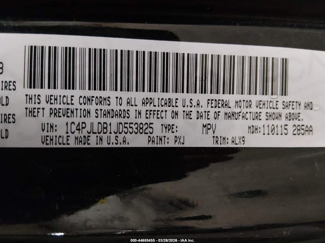 Продаж на аукціоні авто 2018 Jeep Cherokee Limited Fwd, vin: 1C4PJLDB1JD553825, номер лоту: 44688455