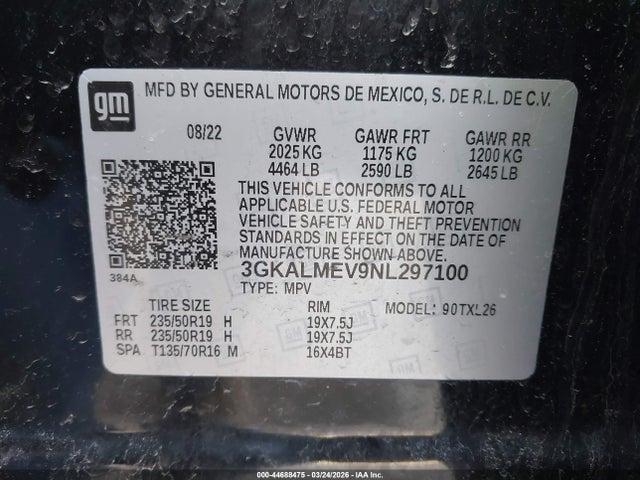 Продажа на аукционе авто 2022 Gmc Terrain Fwd Sle, vin: 3GKALMEV9NL297100, номер лота: 44688475