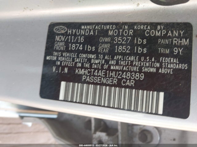 2017 HYUNDAI ACCENT KMHCT4AE1HU248389 Photo 8