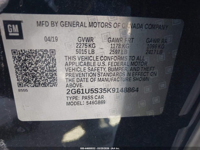 Продаж на аукціоні авто 2019 Cadillac Xts W20 Livery Package, vin: 2G61U5S35K9148864, номер лоту: 44688532
