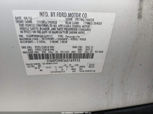 2010 FORD TAURUS 1FAHP2HW3AG169253 Photo 8