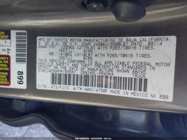 Toyota Tacoma Base V6 2015 3TMLU4ENXFM165587 Image 9