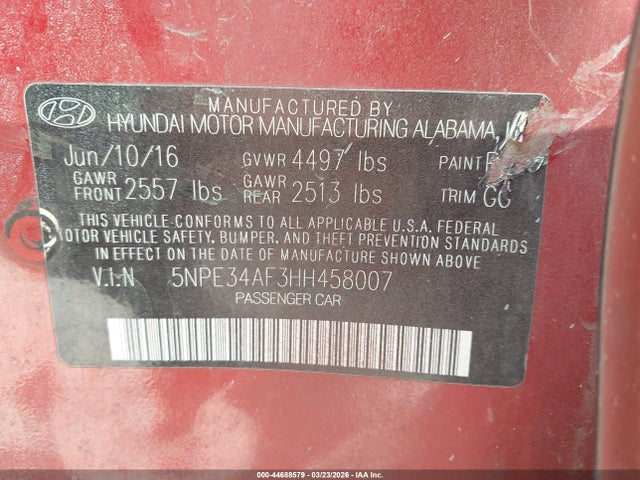 2017 HYUNDAI SONATA 5NPE34AF3HH458007 Photo 8