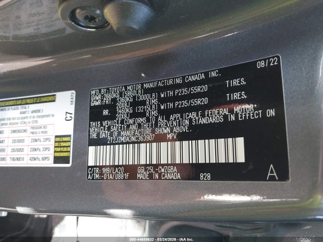 2022 Lexus Rx 350 მანქანა იყიდება აუქციონზე, vin: 2T2JZMDA3NC363907, აუქციონის ნომერი: 44688632