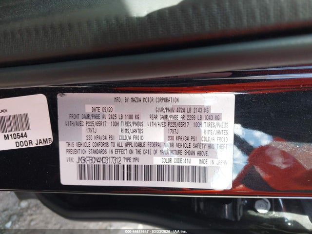 Продажа на аукционе авто 2021 Mazda Cx-5 Touring, vin: JM3KFBCM4M0317312, номер лота: 44688647