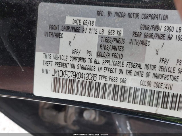 Aukcja sprzedaży 2019 Mazda Cx-3 Touring, vin: JM1DKFC79K0412086, numer aukcji: 44688656