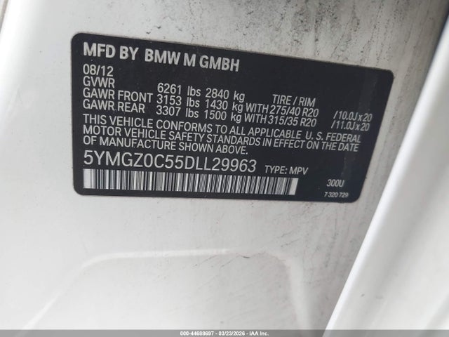 Aukcja sprzedaży 2013 Bmw X6 M, vin: 5YMGZ0C55DLL29963, numer aukcji: 44688697