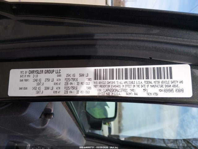 44688731 :رقم المزاد ، 1J4PN2GK9AW137031 vin ، 2010 Jeep Liberty Sport مزاد بيع