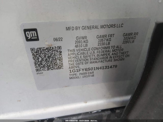 1G1FY6S01N4131479 Chevrolet Bolt Euv Fwd Lt