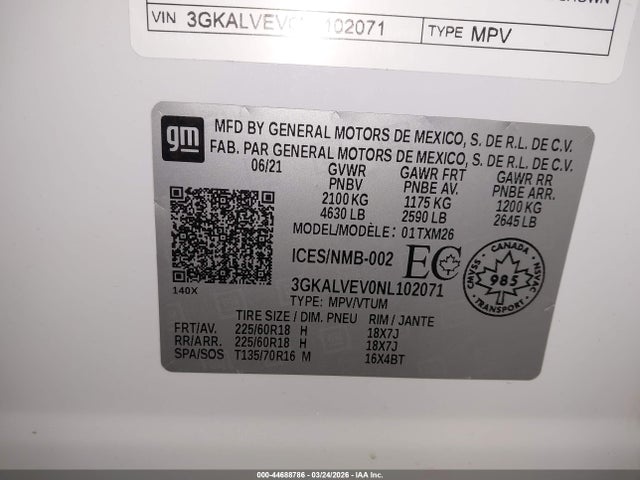Продаж на аукціоні авто 2022 Gmc Terrain Slt, vin: 3GKALVEV0NL102071, номер лоту: 44688786