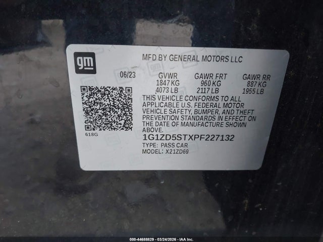 1G1ZD5STXPF227132 Chevrolet Malibu Fwd 1lt
