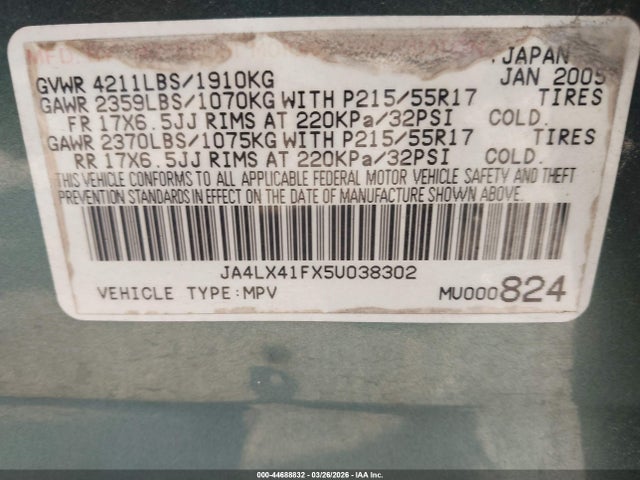 2005 MITSUBISHI OUTLANDER JA4LX41FX5U038302 Photo 8