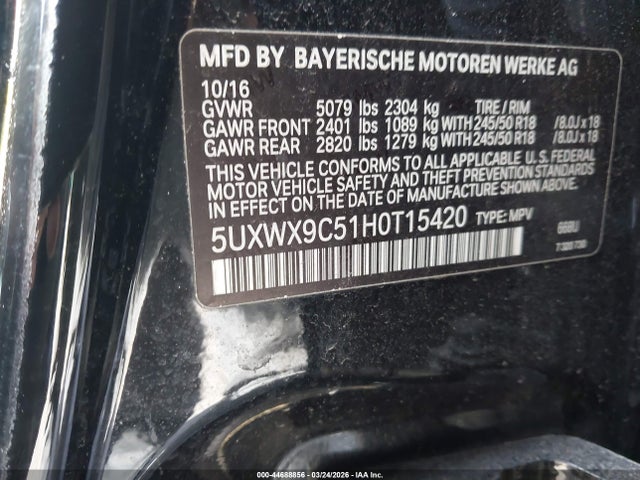 Продажа на аукционе авто 2017 Bmw X3 Xdrive28i, vin: 5UXWX9C51H0T15420, номер лота: 44688856