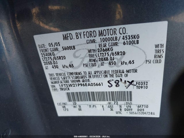 2006 FORD F-250 1FTSW21P96EA05661 Photo 8