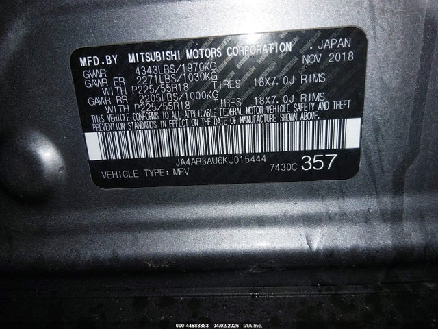 2019 MITSUBISHI OUTLANDER SPORT JA4AR3AU6KU015444 Photo 8