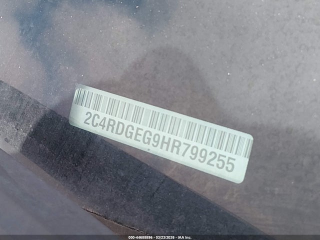 44688896 :رقم المزاد ، 2C4RDGEG9HR799255 vin ، 2017 Dodge Grand Caravan Gt مزاد بيع