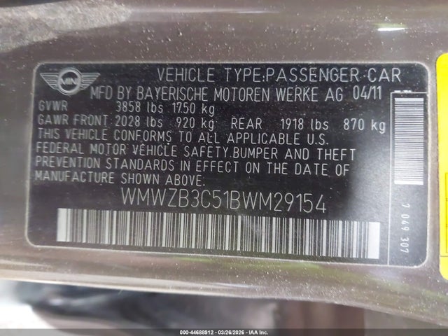 2011 MINI COOPER COUNTRYMAN WMWZB3C51BWM29154 Photo 8