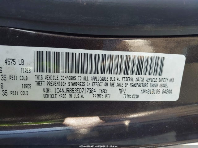 Продажа на аукционе авто 2014 Jeep Patriot Sport, vin: 1C4NJRBB3ED717384, номер лота: 44688963