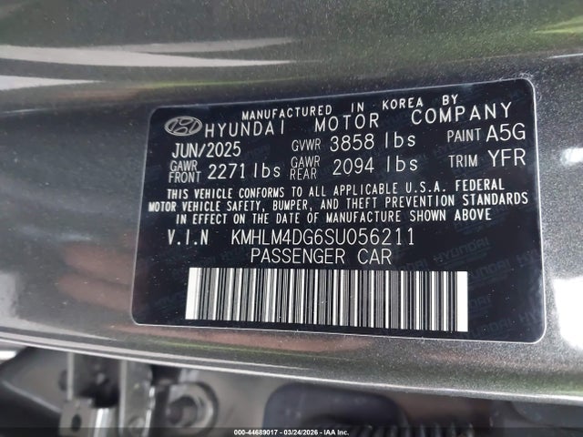 2025 Hyundai Elantra Sel Sport მანქანა იყიდება აუქციონზე, vin: KMHLM4DG6SU056211, აუქციონის ნომერი: 44689017