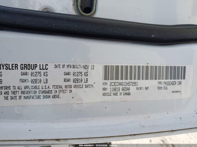 2013 Chrysler 300 მანქანა იყიდება აუქციონზე, vin: 2C3CCAAG1DH572951, აუქციონის ნომერი: 44689041