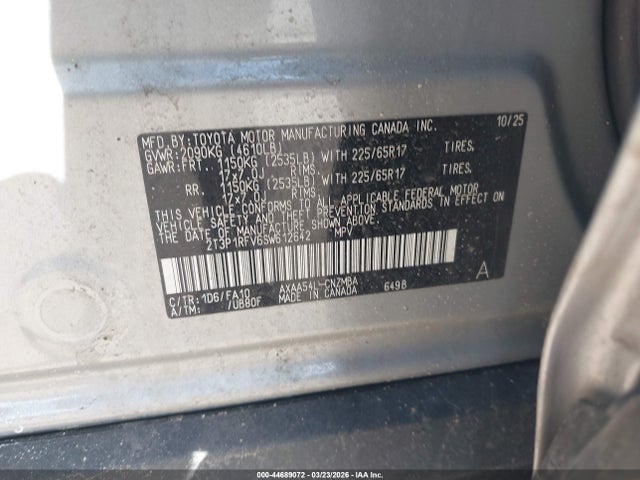 2T3P1RFV6SW612642 Toyota Rav4 Xle